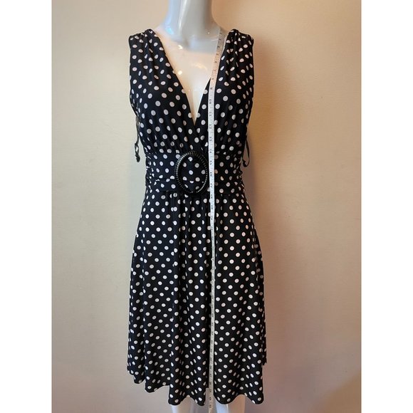 Star Vixen Womens A-line dress 1350-IT Polka Dots O Ring Backless Black White L - Picture 5 of 8